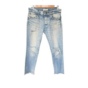 Moussy Vintage - Mid Rise Distressed Button Fly Raw Hem Rigid Jeans Sz 26